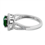 Sterling Silver Emerald CZ Halo Infinity Band Ring