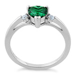 Sterling Silver Emerald Heart CZ Ring