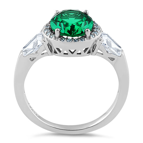 Sterling Silver Emerald Oval CZ Ring