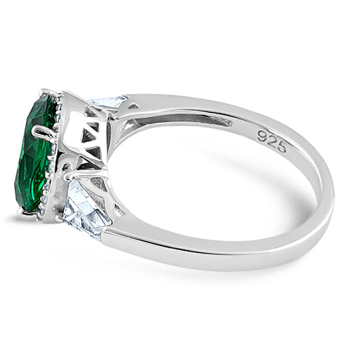 Sterling Silver Emerald Oval CZ Ring