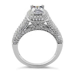 Sterling Silver Emerald & Round Cut Clear CZ Ring