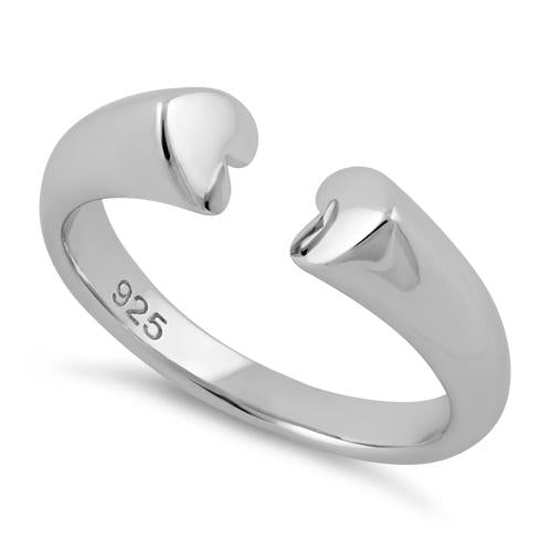 Sterling Silver End to End Heart Ring