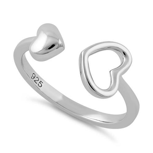 Sterling Silver End to End Heart Ring