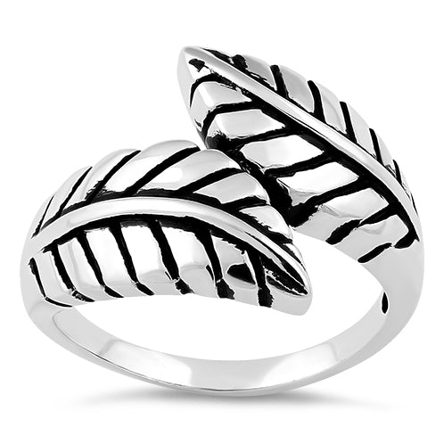 Sterling Silver End to End Leaf Ring