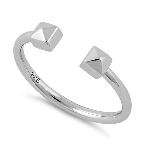 Sterling Silver End to End Pyramid Square Ring