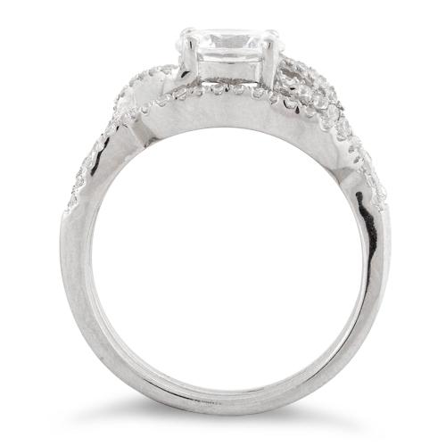 Sterling Silver Engagement Abstract CZ Set Ring