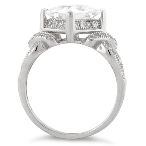 Sterling Silver Engagement Pave CZ Ring