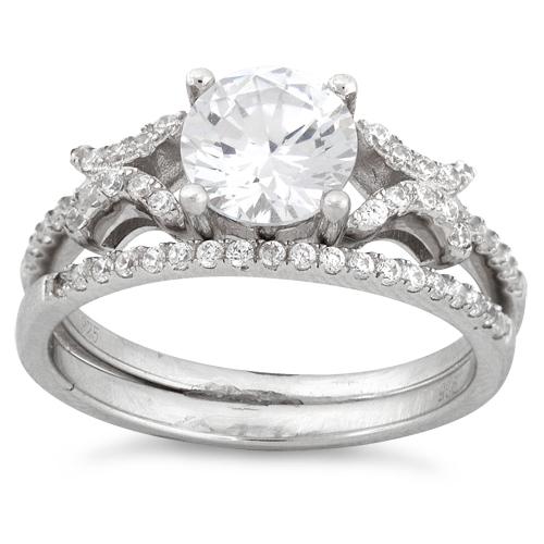 Sterling Silver Engagement Pave CZ Set Ring