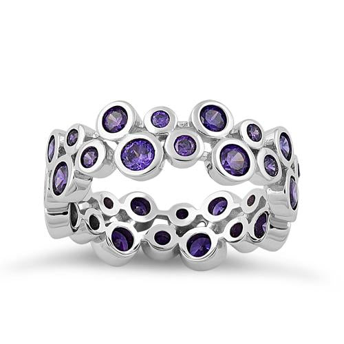 Sterling Silver Eternity Bubbles Dark Violet CZ Ring