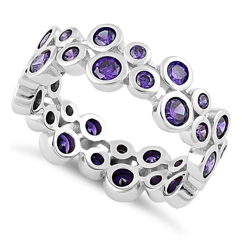 Sterling Silver Eternity Bubbles Dark Violet CZ Ring