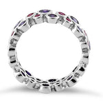 Sterling Silver Eternity Bubbles Violet Ruby CZ Ring