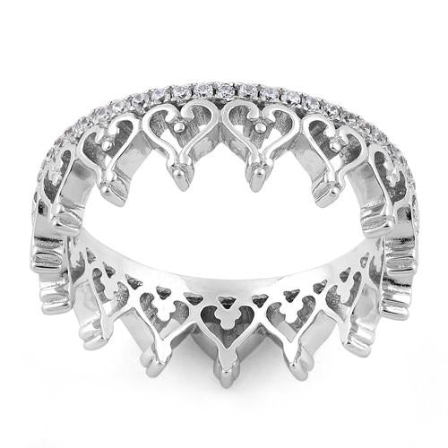 Sterling Silver Eternity Heart CZ Ring