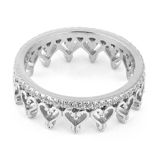 Sterling Silver Eternity Heart CZ Ring