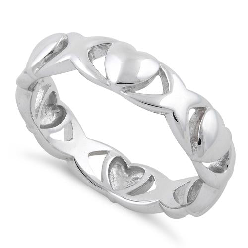 Sterling Silver Eternity Hearts Ring