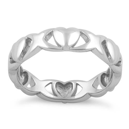 Sterling Silver Eternity Hearts Ring