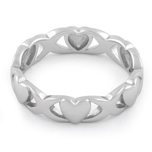 Sterling Silver Eternity Hearts Ring