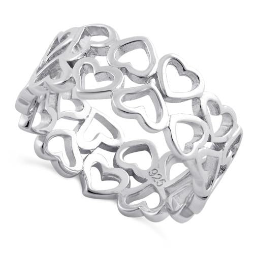 Sterling Silver Eternity Hearts Ring