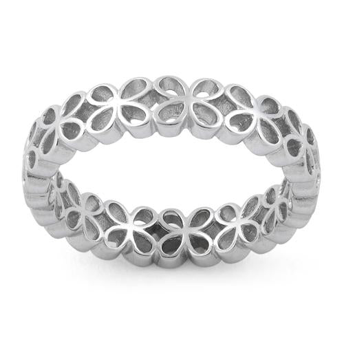 Sterling Silver Eternity Hollow Flower Ring