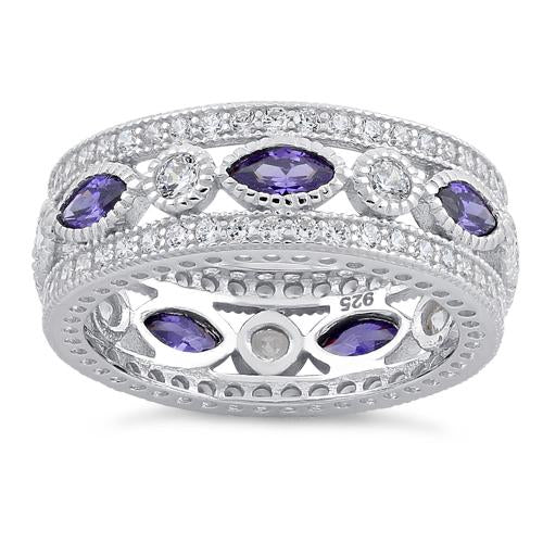 Sterling Silver Purple CZ Eternity Ring