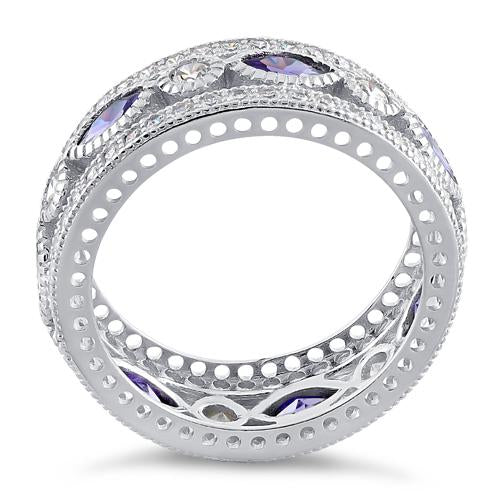Sterling Silver Purple CZ Eternity Ring