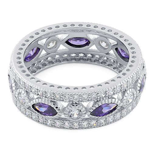 Sterling Silver Purple CZ Eternity Ring