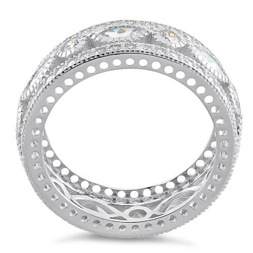 Sterling Silver Eternity Marquise & Round Clear CZ Ring