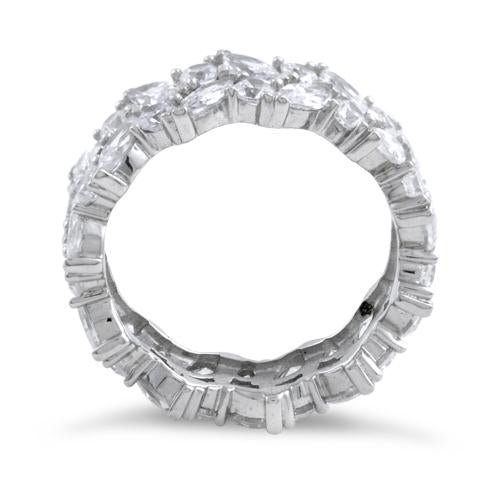 Sterling Silver Eternity Round and Marquise Clear CZ Ring