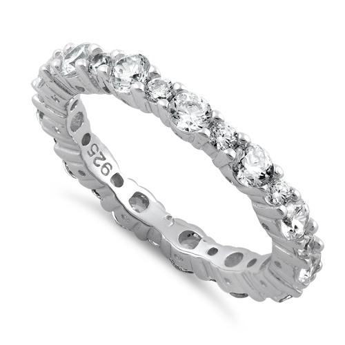 Sterling Silver Eternity Round Clear CZ Ring