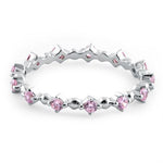 Sterling Silver Eternity Thin Pink CZ Ring