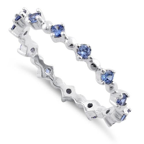 Sterling Silver Eternity Thin Tanzanite CZ Ring