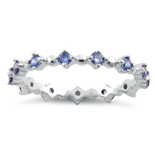 Sterling Silver Eternity Thin Tanzanite CZ Ring