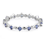 Sterling Silver Eternity Thin Tanzanite CZ Ring