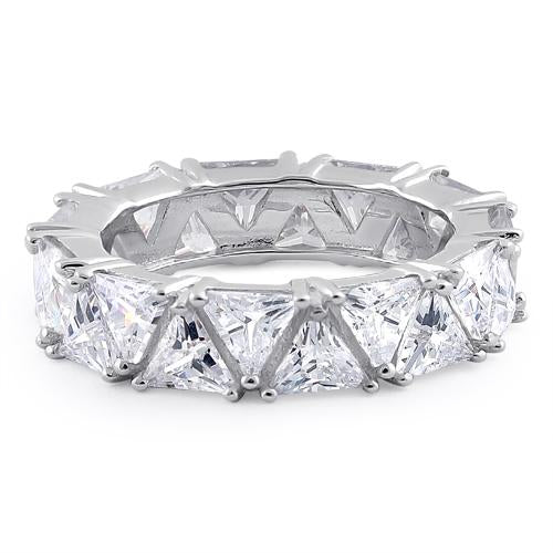 Sterling Silver Eternity Triangle Clear CZ Ring