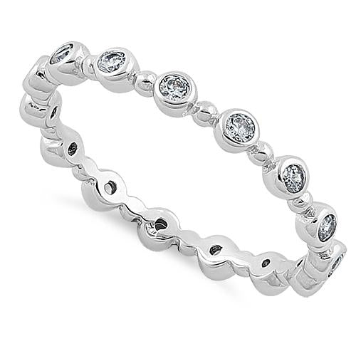 Sterling Silver Ethereal Round Cut Clear CZ Eternity Ring