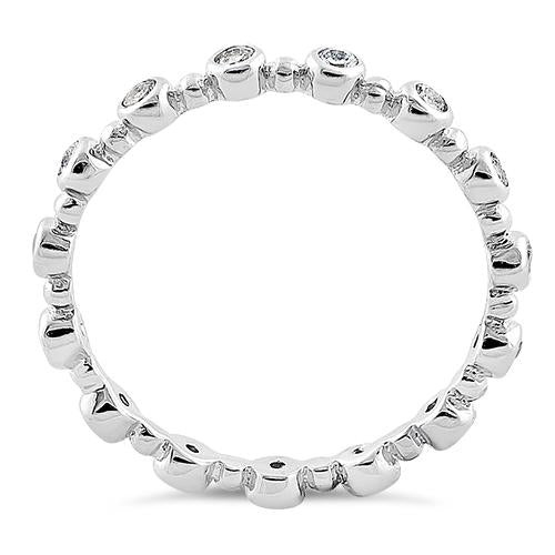 Sterling Silver Ethereal Round Cut Clear CZ Eternity Ring