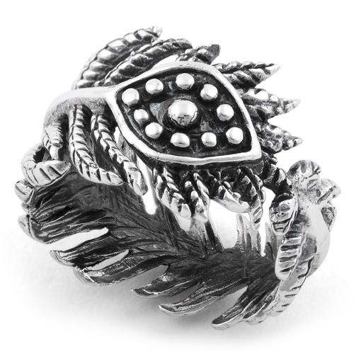 Sterling Silver Evil Eye Leaves Ring