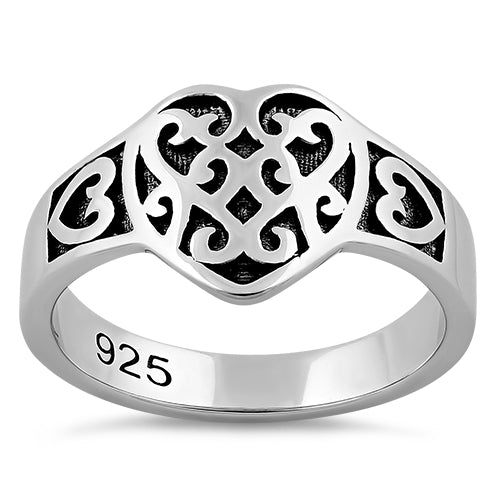 Sterling Silver Exotic Heart Ring