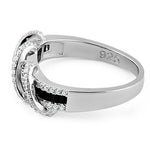 Sterling Silver Twisted Black CZ Ring