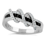 Sterling Silver Twisted Black CZ Ring