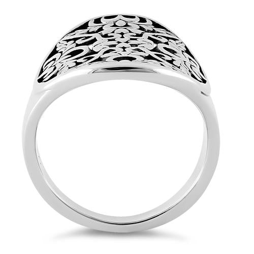 Sterling Silver Extragant Hearts & Vines Ring