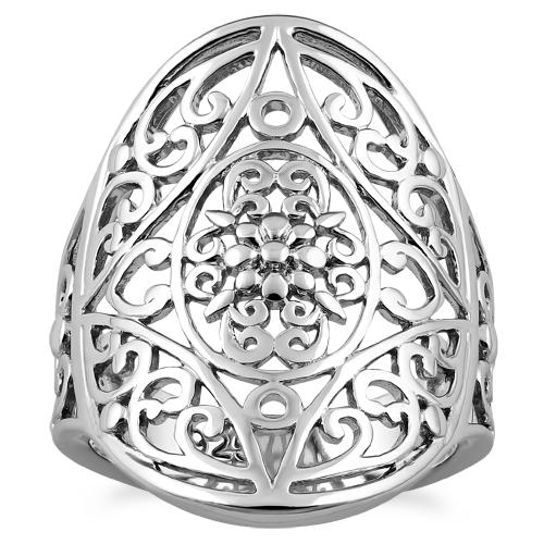 Sterling Silver Extravagant Flower Vines Ring