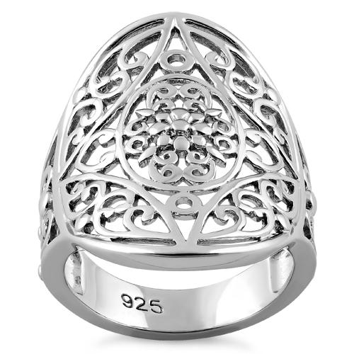 Sterling Silver Extravagant Flower Vines Ring