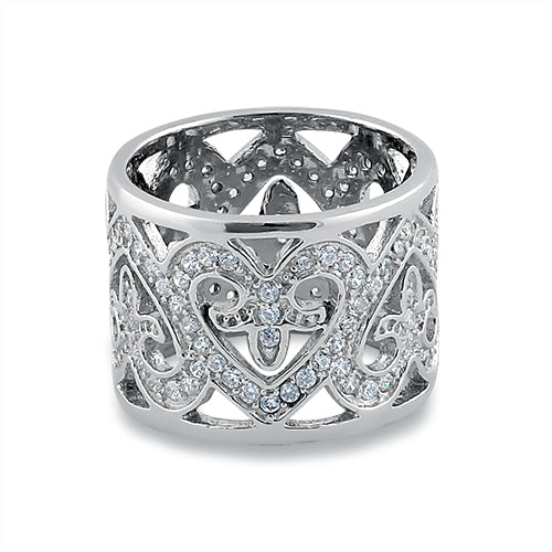 Sterling Silver Extravagant Heart CZ Ring