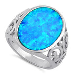 Sterling Silver Extravagant Lab Opal Swirl Ring