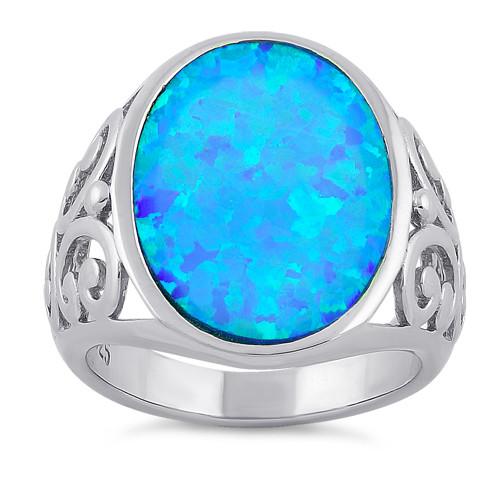 Sterling Silver Extravagant Lab Opal Swirl Ring