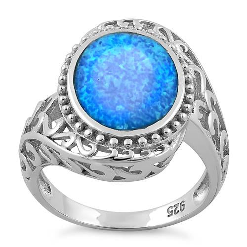 Sterling Silver Extravagant Oval Lab Opal Ring