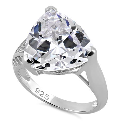 Sterling Silver Extravagant Trillion Clear CZ Ring