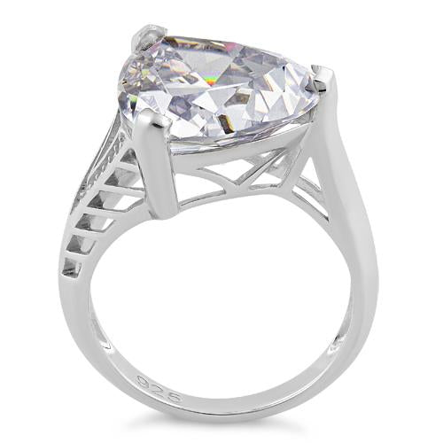 Sterling Silver Extravagant Trillion Clear CZ Ring