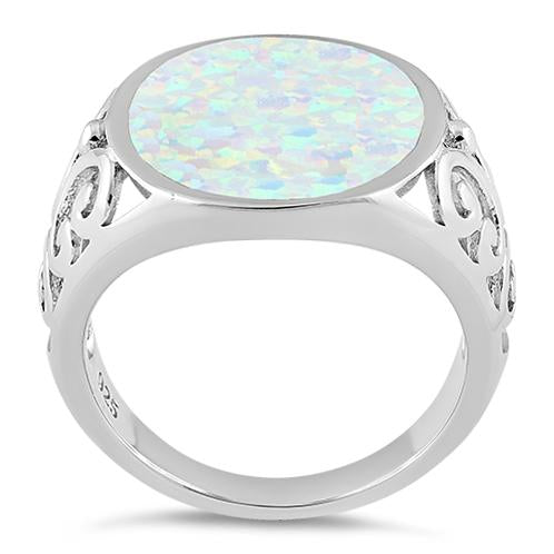 Sterling Silver Extravagant White Lab Opal Ring
