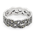 Sterling Silver Eye Marquise Eternity Marcasite Ring